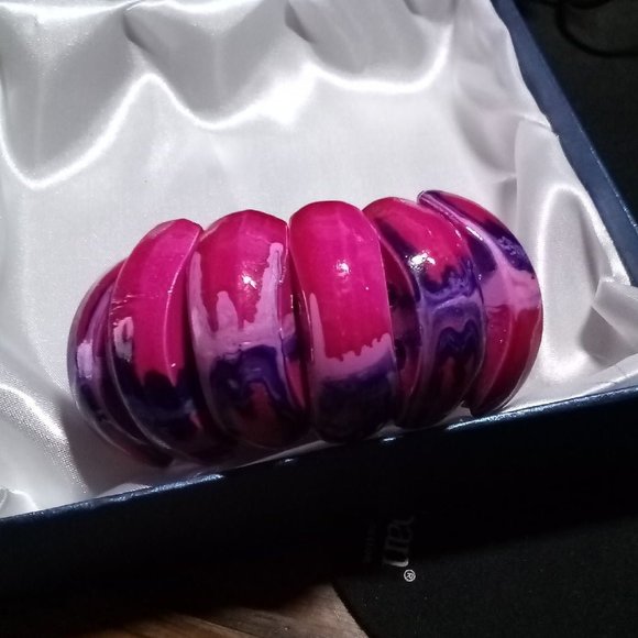 Purple and Pink Wooden Bracelets x2 - Picture 4 of 5